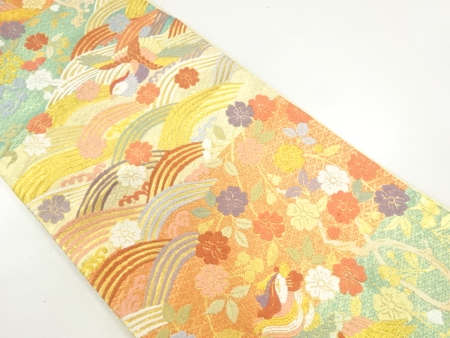 JAPANESE KIMONO / FUKURO OBI / WOVEN FLOWER & BIRD